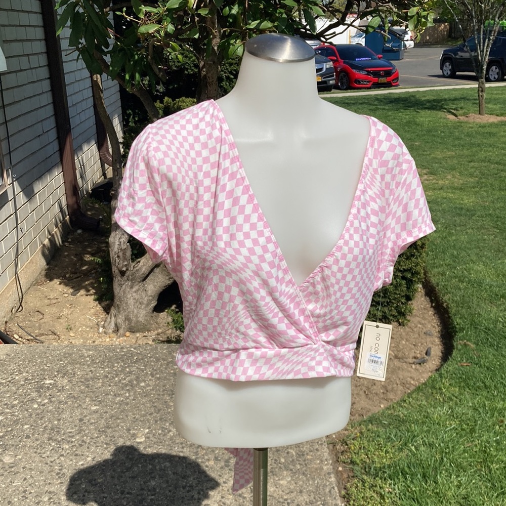 No Comment NY-LA pink & white top open back size XL new with tag - Picture 2 of 5